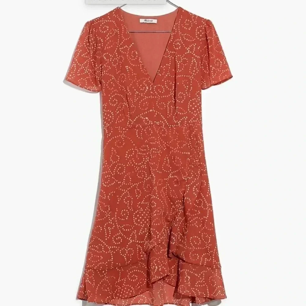 Madewell Posy Ruffle V Neck Mini Dress Twisted Vines - Picture 4 of 11